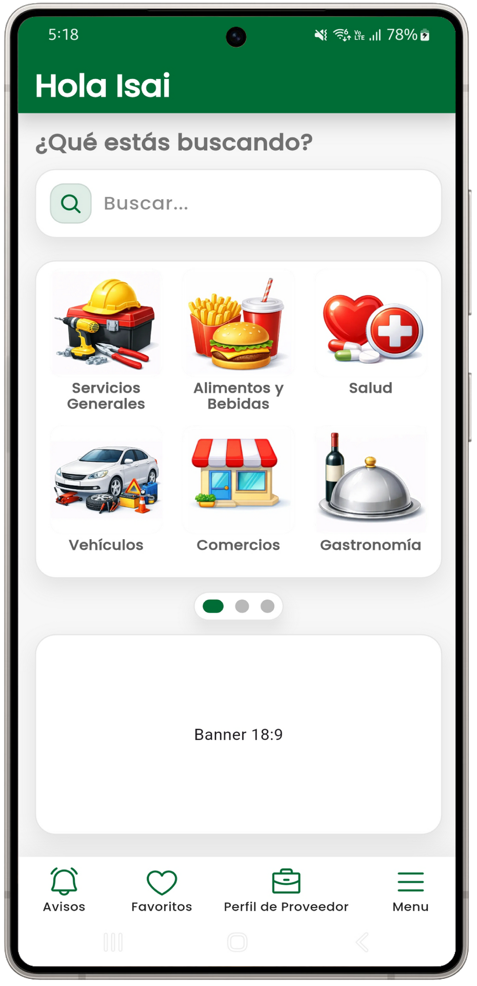 Pantalla principal de Findo
